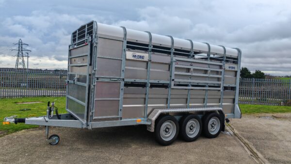 M-tec 14ft x 6ft tri axle livestock trailer c/w sheep decks